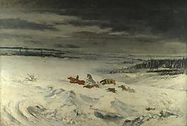 Gustave Courbet - The Diligence in the Snow大師畫家古典畫古典建筑古典景物裝飾畫油畫
