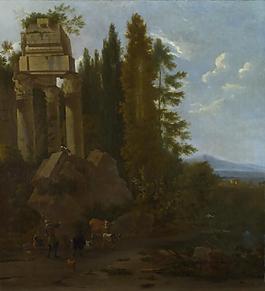Frederick de Moucheron - A Landscape with Classical Ruins大師畫家古典畫古典建筑古典景物裝飾畫油畫