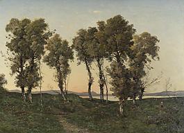 Henri-Joseph Harpignies - Autumn Evening大師畫家古典畫古典建筑古典景物裝飾畫油畫