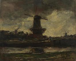 Jacob Maris - Three Windmills大師畫(huà)家古典畫(huà)古典建筑古典景物裝飾畫(huà)油畫(huà)