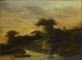 Jacob de Wet the Elder - A Landscape with a River at the Foot of a Hill大師畫家古典畫古典建筑古典景物裝飾畫油畫