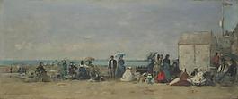 Eug貓ne Boudin - Beach Scene, Trouville (1)大師畫家古典畫古典建筑古典景物裝飾畫油畫