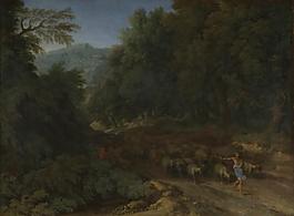 Gaspard Dughet - Landscape with a Shepherd and his Flock大师画家古典画古典建筑古典景物装饰画油画