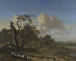Jan Wijnants - A Landscape with a Dead Tree大师画家古典画古典建筑古典景物装饰画油画