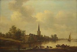 Jan van Goyen - A River Landscape大師畫家古典畫古典建筑古典景物裝飾畫油畫