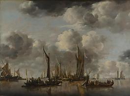 Jan van de Cappelle - A Shipping Scene with a Dutch Yacht firing a Salute大师画家古典画古典建筑古典景物装饰画油画