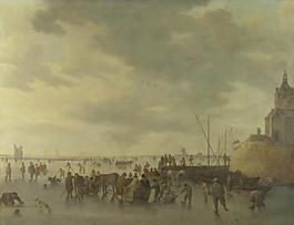 Jan van Goyen - A Scene on the Ice near Dordrecht大師畫家古典畫古典建筑古典景物裝飾畫油畫