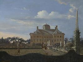Jan van der Heyden - The Huis ten Bosch at The Hague大師畫家古典畫古典建筑古典景物裝飾畫油畫