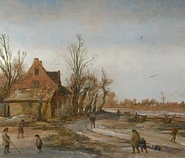 Esaias van de Velde - A Winter Landscape大師畫家古典畫古典建筑古典景物裝飾畫油畫
