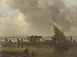 Jan van Goyen - A Scene on the Ice大師畫家古典畫古典建筑古典景物裝飾畫油畫