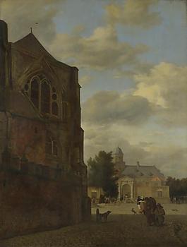 Jan van der Heyden - An Imaginary View of Nijenrode Castle大師畫家古典畫古典建筑古典景物裝飾畫油畫
