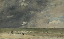 Eug貓ne Boudin - Beach at Trouville大師畫家古典畫古典建筑古典景物裝飾畫油畫