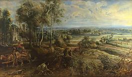 Peter Paul Rubens - A View of Het Steen in the Early Morning大师画家古典画古典建筑古典景物装饰画油画