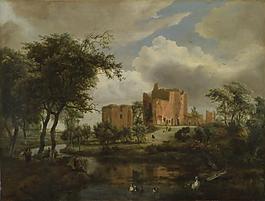 Meindert Hobbema - The Ruins of Brederode Castle大师画家古典画古典建筑古典景物装饰画油画