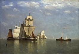 Paul Jean Clays - Ships lying off Flushing大師畫家古典畫古典建筑古典景物裝飾畫油畫
