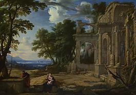 Pierre Patel - Landscape with the Rest on the Flight into Egypt大师画家古典画古典建筑古典景物装饰画油画