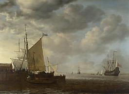 Simon de Vlieger - A View of an Estuary大師畫家古典畫古典建筑古典景物裝飾畫油畫