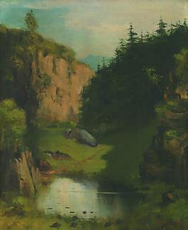 Studio of Gustave Courbet - The Pool大師畫家古典畫古典建筑古典景物裝飾畫油畫