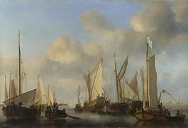 Willem van de Velde - A Dutch Yacht saluting大師畫家古典畫古典建筑古典景物裝飾畫油畫