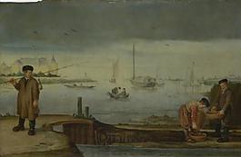 Arent Arentsz. - Fishermen near Muiden Castle大師畫家古典畫古典建筑古典景物裝飾畫油畫