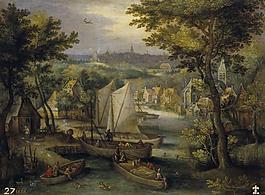 Anonymous - Paisaje con rio, 1600-35大师画家古典画古典建筑古典景物装饰画油画
