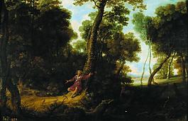 Anonymous - Paisaje frondoso con Cefalo y Procris, Mediados del 17 Century大師畫家古典畫古典建筑古典景物裝飾畫油畫