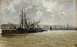 Haes, Carlos de - The Port of Rouen, Ca. 1884大师画家古典画古典建筑古典景物装饰画油画
