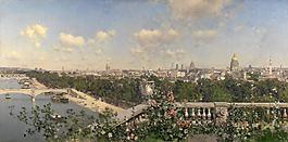 Rico y Ortega, Martin - Vista de Paris desde el Trocadero, 1883大師畫家古典畫古典建筑古典景物裝飾畫油畫