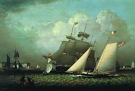 Robert Salmon - Picture of the Dream Pleasure Yacht, 1839大師畫家古典畫古典建筑古典景物裝飾畫油畫