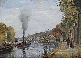 Camille Pissarro - The Siene at Bougival, 1871大師畫家風(fēng)景畫靜物油畫建筑油畫裝飾畫