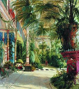 Carl Blechen - Das Innere des Palmenhauses大師畫家古典畫古典建筑古典景物裝飾畫油畫