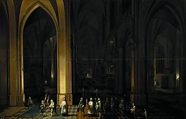 Francken, Frans II_ Neefs, Pieter I - El viatico en el interior de una iglesia, 1636大師畫家古典畫古典建筑古典景物裝