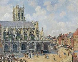 Camille Pissarro The Church Saint-Jaques at Dieppe, Monning, Sun, 1901大師畫家風(fēng)景畫靜物油畫建筑油畫裝飾畫