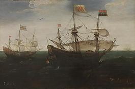 Anthonisz., Aert (Attributed to) - Combate naval, First quarter of 17 Century大師畫家古典畫古典建筑古典景物裝飾畫油畫