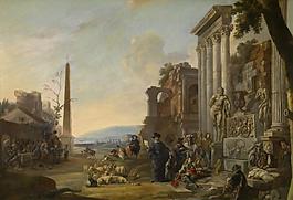 Anton Goubau - The Study of Art in Rome大師畫家古典畫古典建筑古典景物裝飾畫油畫