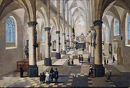 Francken III, Frans_ Neefs, Pieter I - Interior de una iglesia en Flandes大師畫家古典畫古典建筑古典景物裝飾畫油畫