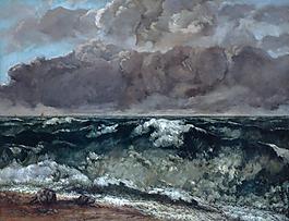Gustave Courbet - La vague大師畫家古典畫古典建筑古典景物裝飾畫油畫