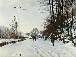 Claude Monet - The Road to the Farm Saint-Simeon in Winter, 1867.jpeg大師畫家風景畫靜物油畫建筑油畫裝飾畫