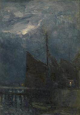 Guillaume Vogels - Entrance of a Harbour by Night大師畫家古典畫古典建筑古典景物裝飾畫油畫