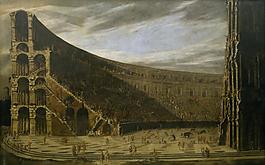 Gargiulo, Domenico_ Codazzi, Viviano - Perspectiva de un anfiteatro romano, Ca. 1638大師畫家古典畫古典建筑古典景物裝