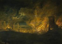 Heil, Daniel van - Ciudad incendiada, 17 Century大師畫家古典畫古典建筑古典景物裝飾畫油畫