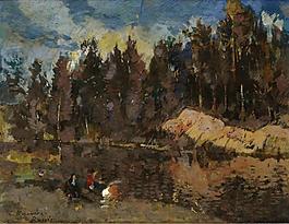 Constantin Korovin - At the Lake.jpeg大师画家风景画静物油画建筑油画装饰画
