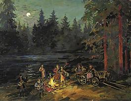 Constantin Korovin - Gypsies by the River, Yaroslavl Gubernia Province.jpeg大師畫家風(fēng)景畫靜物油畫建筑油畫裝飾畫