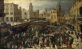 Louis de Caullery - Shrovetide on Ice大师画家古典画古典建筑古典景物装饰画油画