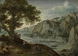 Lucas van Valckenborch - Huy, Seen from Ahin大师画家古典画古典建筑古典景物装饰画油画