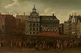 Maximiliaen Pauwels - The Proclamation of the Peace of Munster on the Grote Markt in Antwerp大師畫家古典畫古