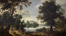 Vrancx, Sebastian - Paisaje con lago大师画家古典画古典建筑古典景物装饰画油画
