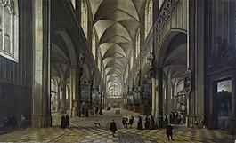 Neefs, Pieter I - Iglesia de Flandes la misa, 1618大師畫家古典畫古典建筑古典景物裝飾畫油畫
