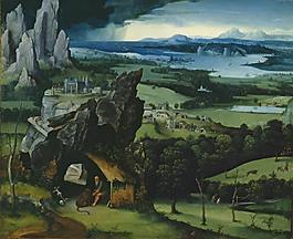 Patenier, Joachim - Landscape with Saint Jerome, 1515-19大师画家古典画古典建筑古典景物装饰画油画