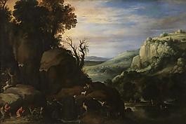 Paul Bril - Landscape with mountain goats大師畫家古典畫古典建筑古典景物裝飾畫油畫